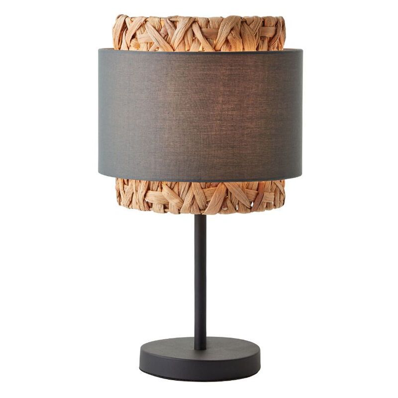 Landelijke tafellamp grijs, Vibeke, met schakelaar