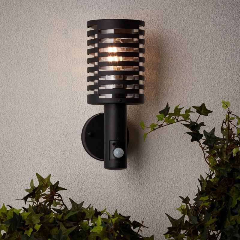 Moderne buiten wandlamp met bewegingssensor zwart, Veysel, IP44 Moderne buiten wandlamp met bewegingssensor zwart, Veysel, IP44