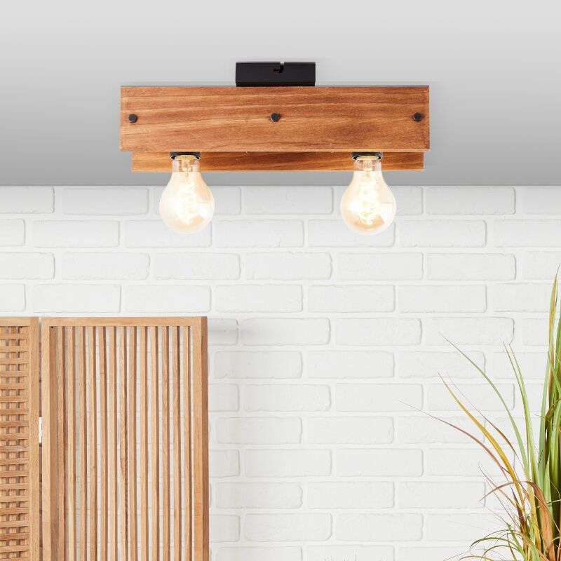 Houten plafondlamp bruin, Rasha