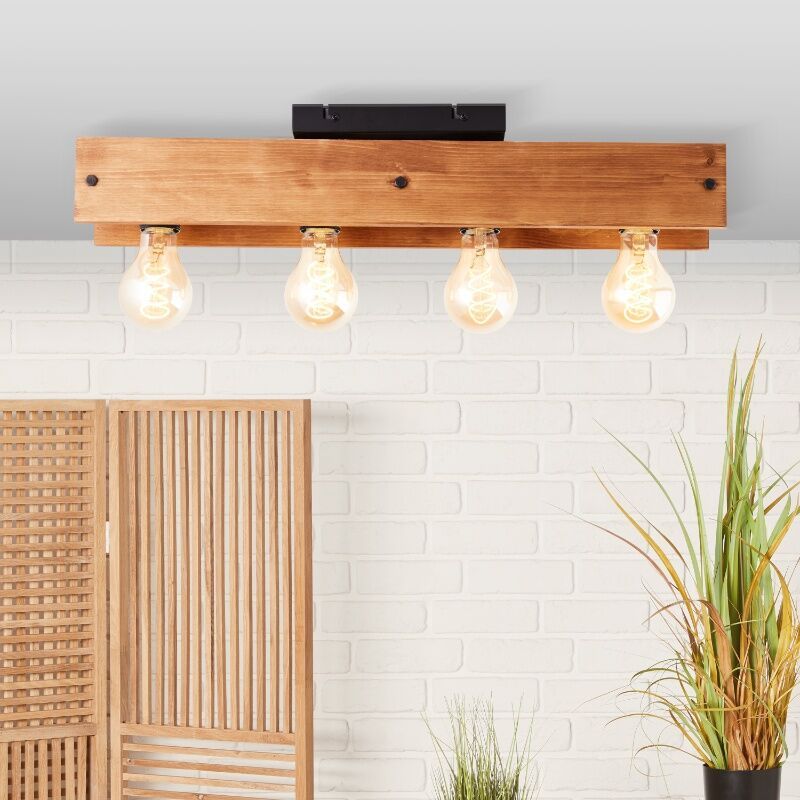 Houten plafondlamp bruin, Rasha