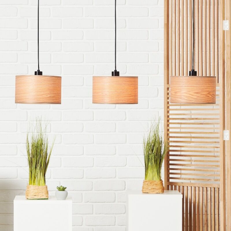 Houten hanglamp beige, Enna