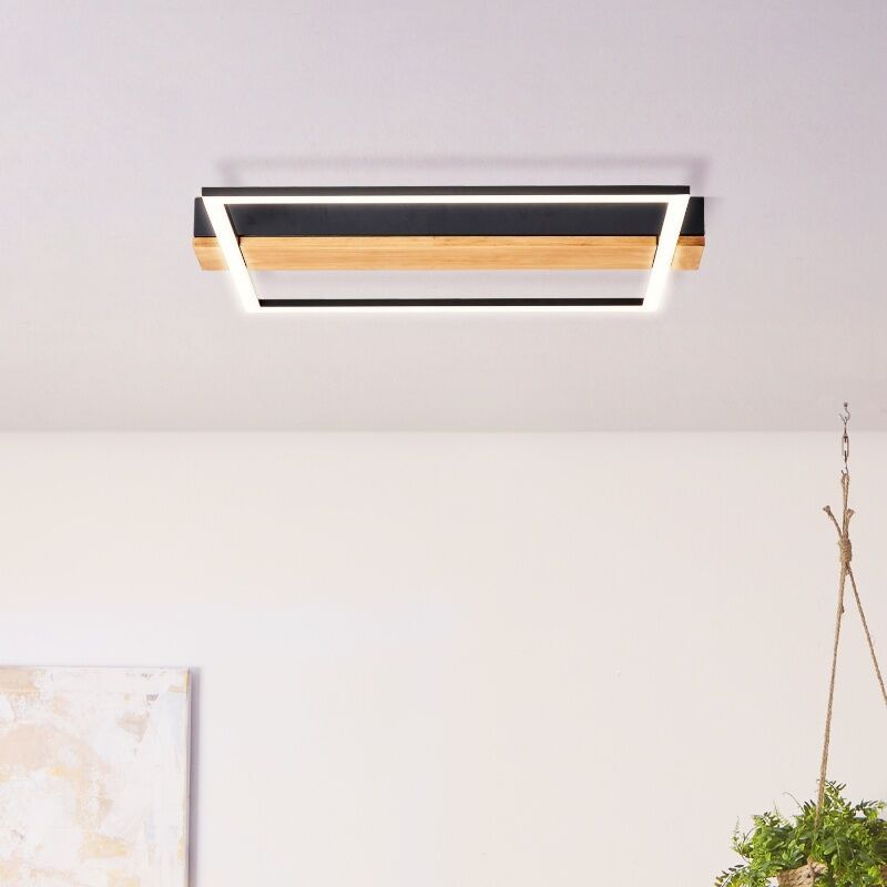 Houten plafonnière zwart, Fannie, 24W, 3000K LED Houten plafonnière zwart, Fannie, 24W, 3000K LED