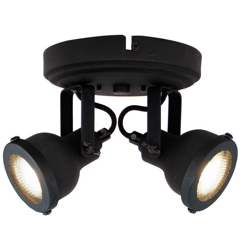 Zwarte plafondspot Chesney, metaal, industrieel