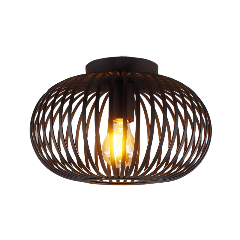 Industriële plafondlamp zwart, Curvato