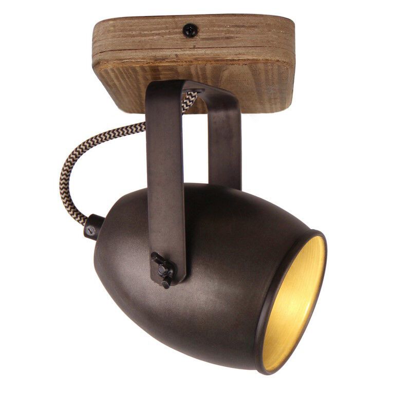 Zwarte plafondspot Chanice, metaal, vintage