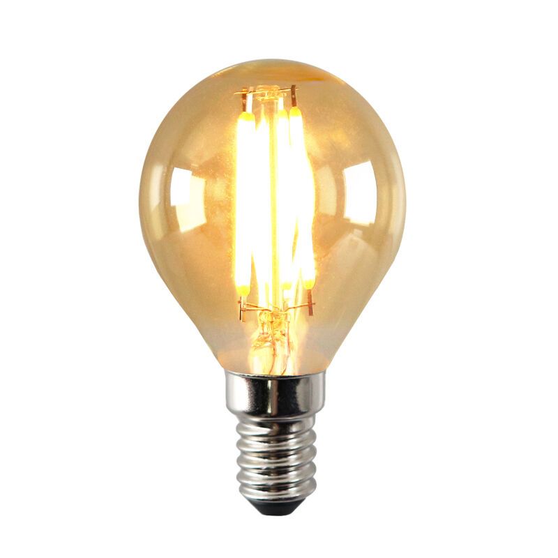 Dimbare Olucia E14 LED lamp, P45, 3W, Amber glas, 2200k Dimbare Olucia E14 LED lamp, P45, 3W, Amber glas, 2200k
