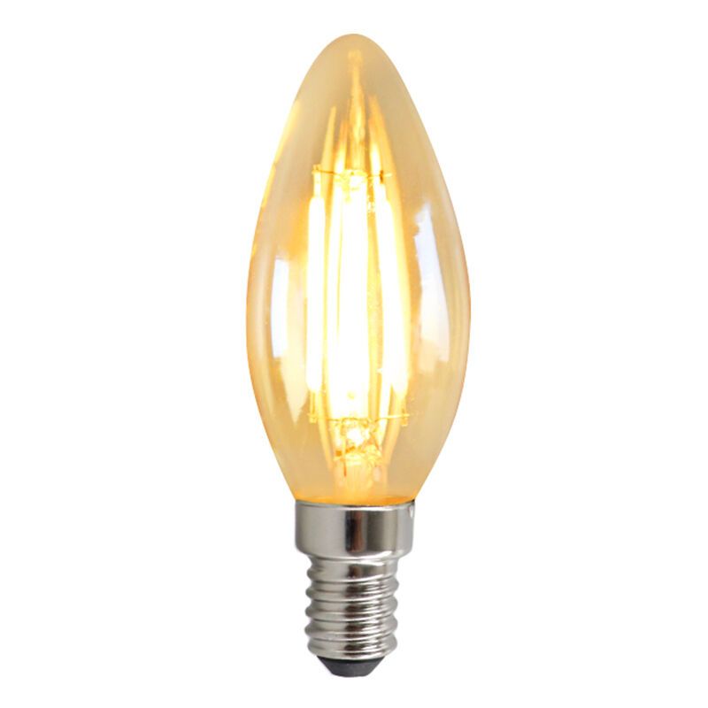 Dimbare Olucia E14 LED kaars, 3W, Amber glas, 2200k