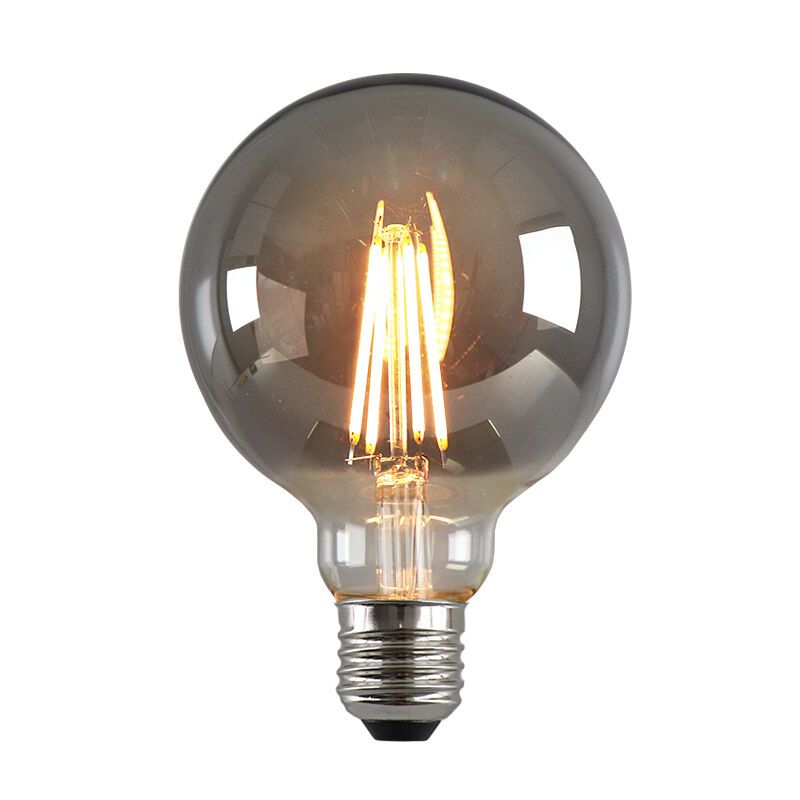 Dimbare Olucia E27 LED lamp, G95, 5W, Smoke glas, 2200k