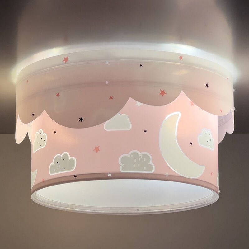 Roze kinderkamer plafondlamp kunststof, Dromenland