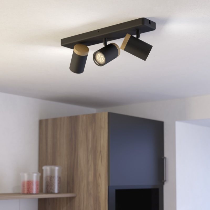 Zwarte moderne wandspot staal, Conradus, IP44 Zwarte moderne wandspot staal, Conradus, IP44