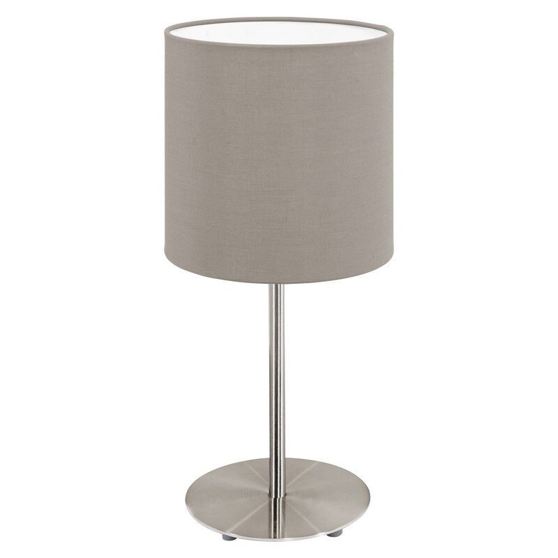Taupe moderne tafellamp stof, Abano, met schakelaar Taupe moderne tafellamp stof, Abano, met schakelaar