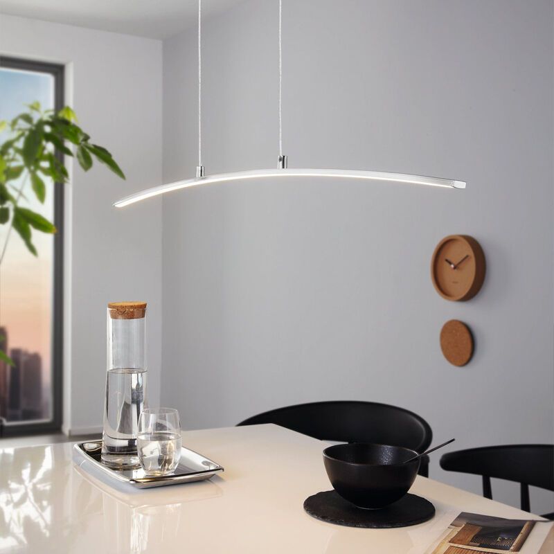 Chromen moderne hanglamp aluminium, Arantxa, 14W, 3000K LED Chromen moderne hanglamp aluminium, Arantxa, 14W, 3000K LED