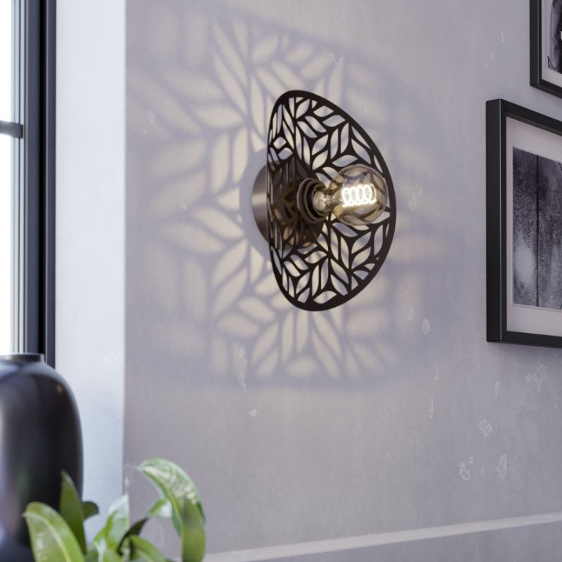 Bronzen vintage wandlamp staal, Suraj