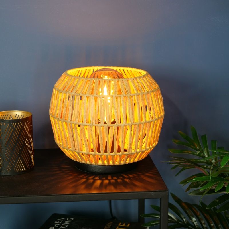 Papieren tafellamp bruin, Serhan, met schakelaar