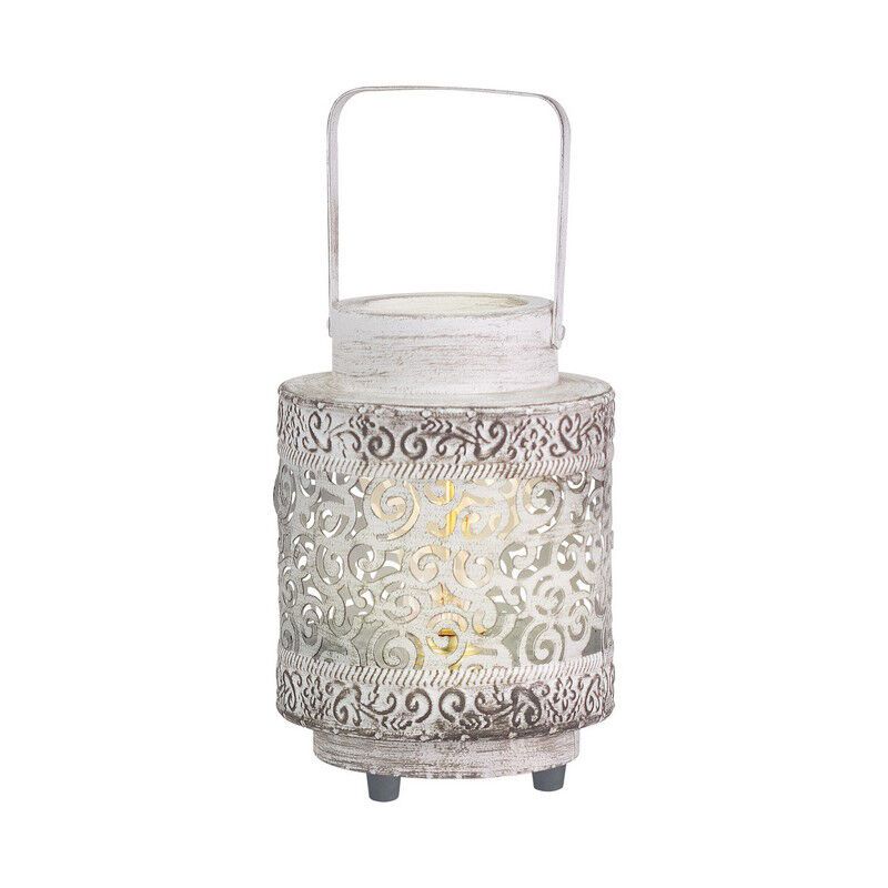 Witte oosterse tafellamp staal, Abdelrahman, met schakelaar Witte oosterse tafellamp staal, Abdelrahman, met schakelaar