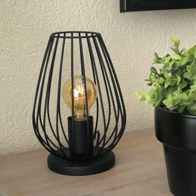 Zwarte moderne tafellamp metaal, Kitana, met schakelaar Zwarte moderne tafellamp metaal, Kitana, met schakelaar