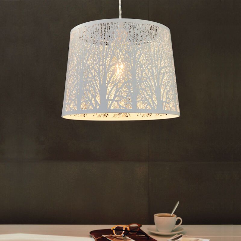 Witte landelijke hanglamp staal, Nika