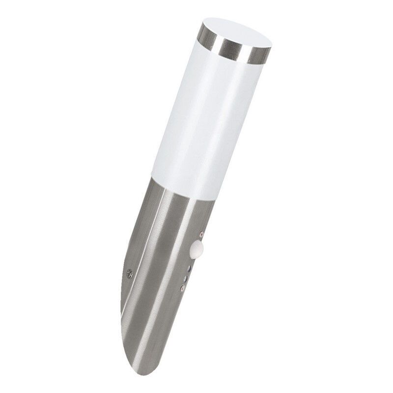 Zilveren buiten wandlamp met bewegingssensor kunststof, Carlein, IP44