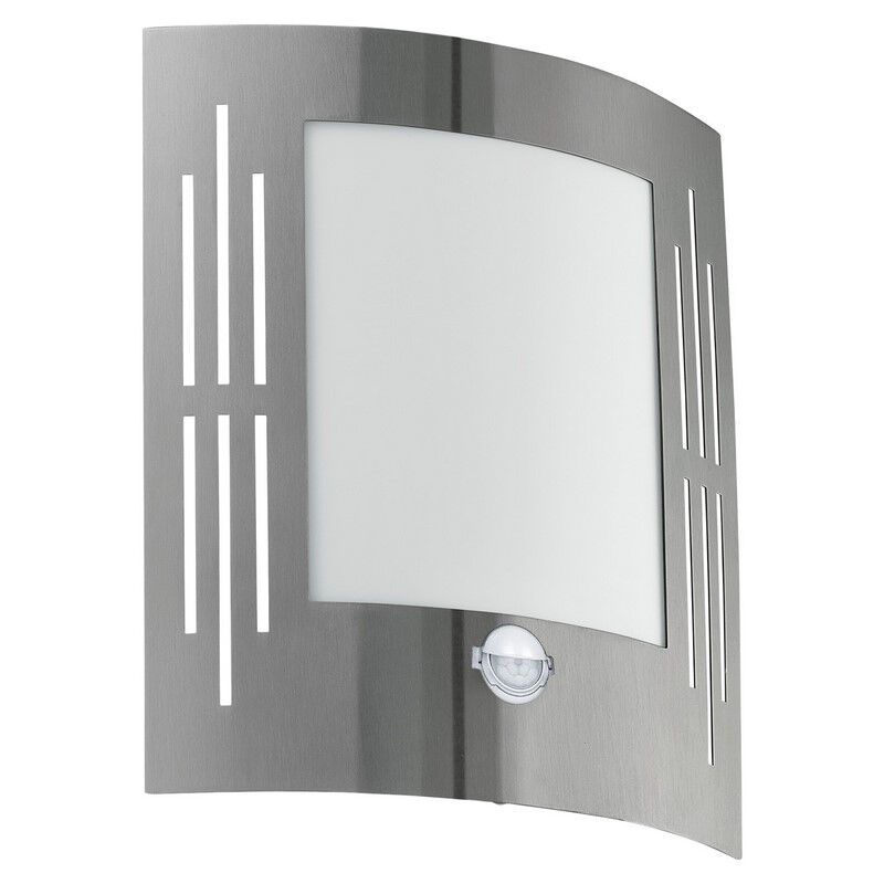Zilveren buiten wandlamp met bewegingssensor kunststof, Elyana, IP44
