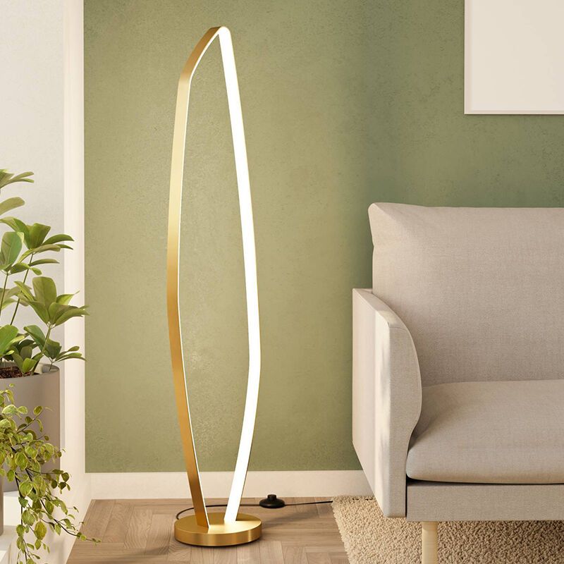 Gouden design vloerlamp aluminium, Samson, 25,2W, 3000K LED, met schakelaar Gouden design vloerlamp aluminium, Samson, 25,2W, 3000K LED, met schakelaar