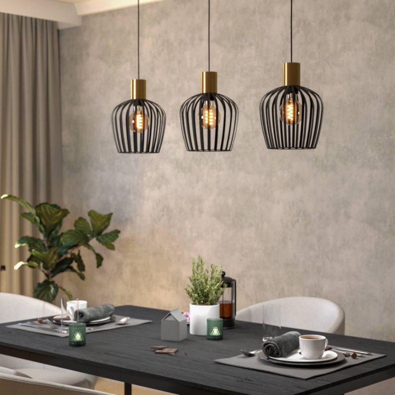 Zwarte industriële hanglamp staal, Insaf