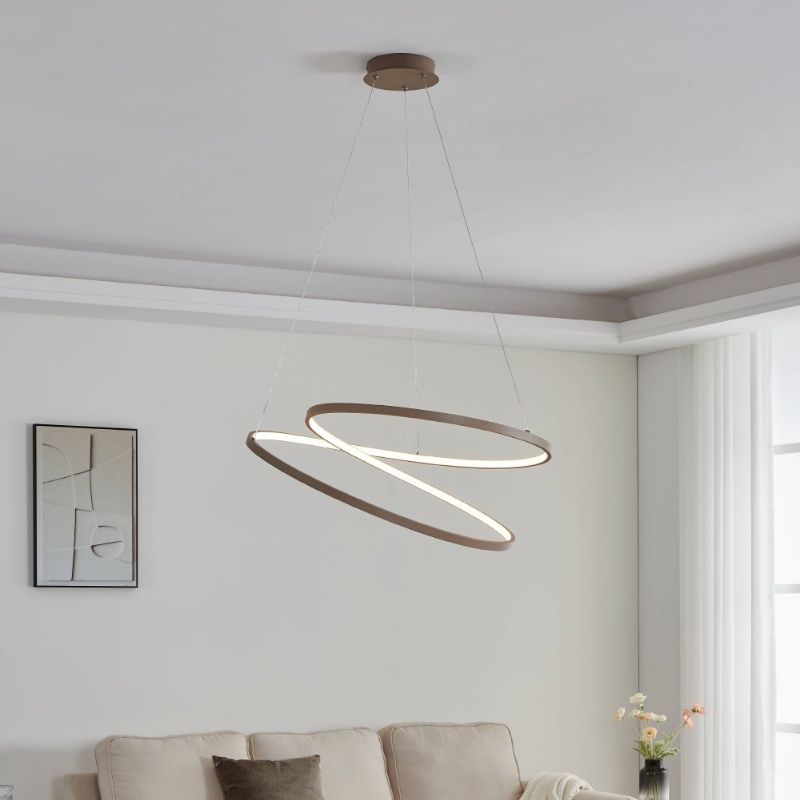 Beige moderne hanglamp aluminium, Ties, 42W, 3000K LED Beige moderne hanglamp aluminium, Ties, 42W, 3000K LED
