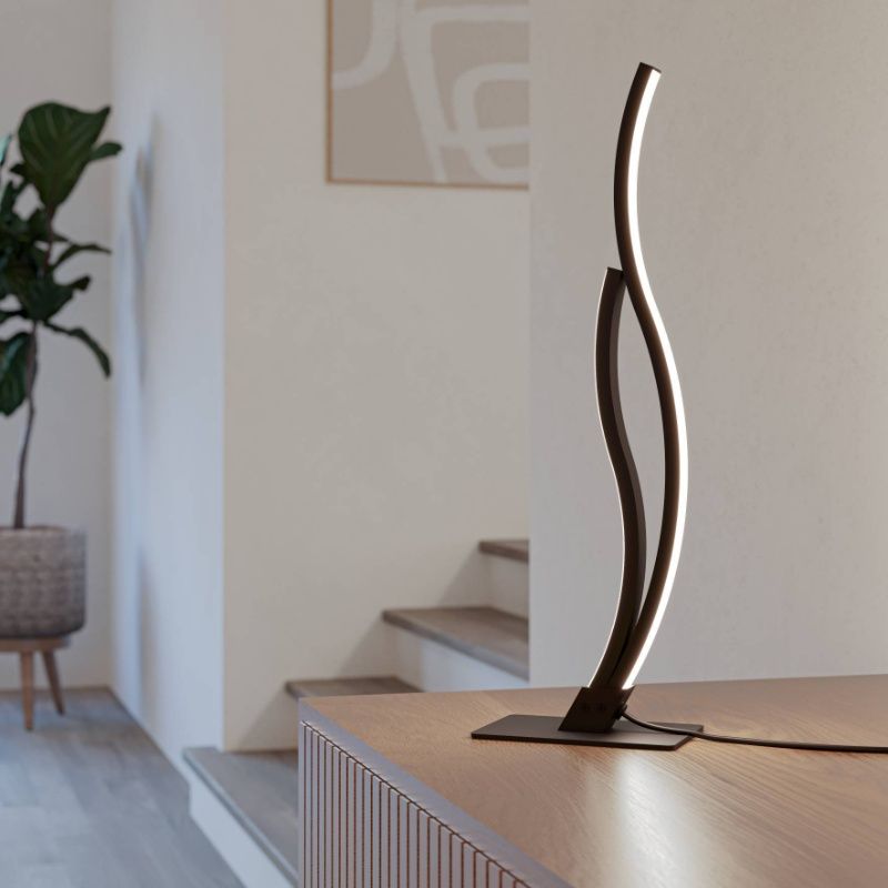 Zwarte design tafellamp staal, Tevin, 12W, 4000K LED, met schakelaar Zwarte design tafellamp staal, Tevin, 12W, 4000K LED, met schakelaar