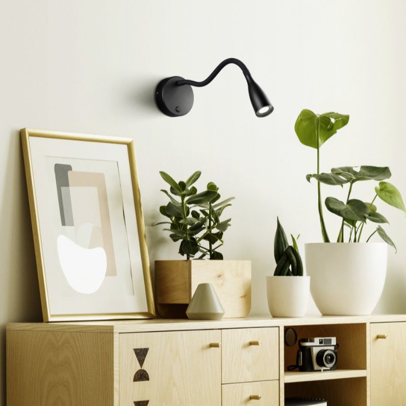 Zwarte wandlamp kunststof, Obbe, 3,8W, 3000K LED, met schakelaar Zwarte wandlamp kunststof, Obbe, 3,8W, 3000K LED, met schakelaar