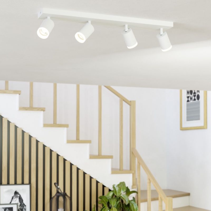 Witte moderne smart plafondlamp aluminium, Mayke, 3,7W, RGBW LED, met afstandsbediening Witte moderne smart plafondlamp aluminium, Mayke, 3,7W, RGBW LED, met afstandsbediening