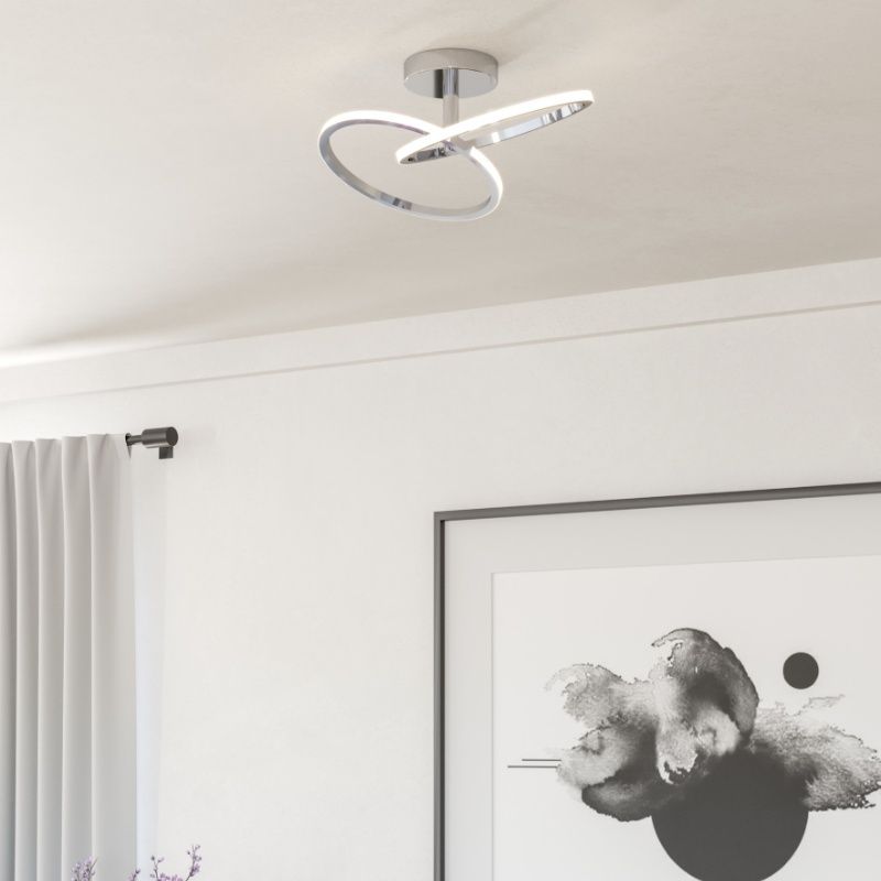 Chromen design plafondlamp staal, Minh, 12W, white switch LED