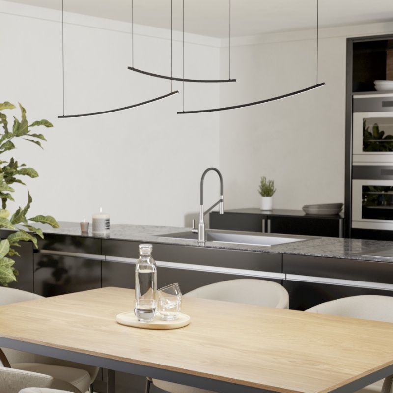 Zwarte moderne hanglamp kunststof, Vilko, 22W, white switch LED Zwarte moderne hanglamp kunststof, Vilko, 22W, white switch LED