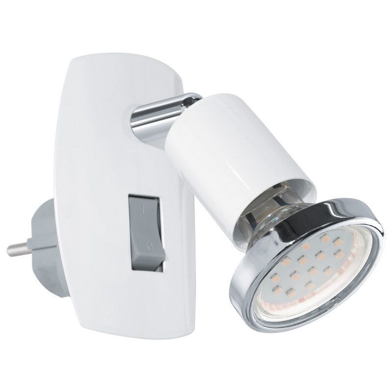 Witte stopcontact wandlamp metaal, Alejandra, met schakelaar Witte stopcontact wandlamp metaal, Alejandra, met schakelaar