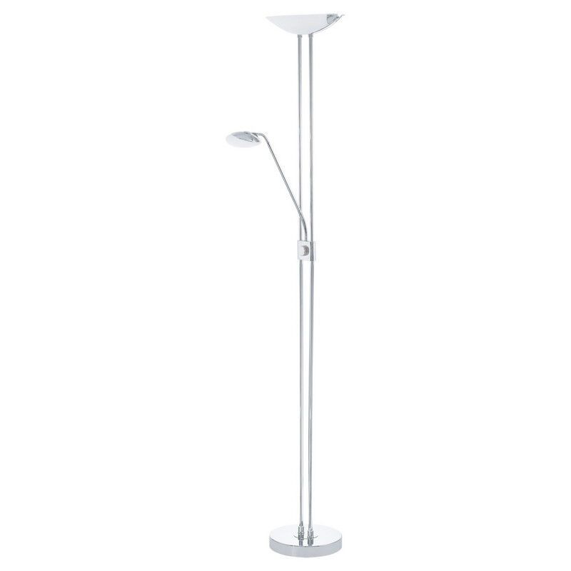 Chromen design staande leeslamp glas, Brava, 20W, 3000K LED, met schakelaar
