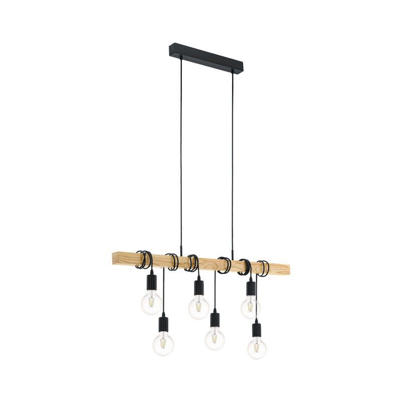 Houten balk hanglamp zwart, Anton