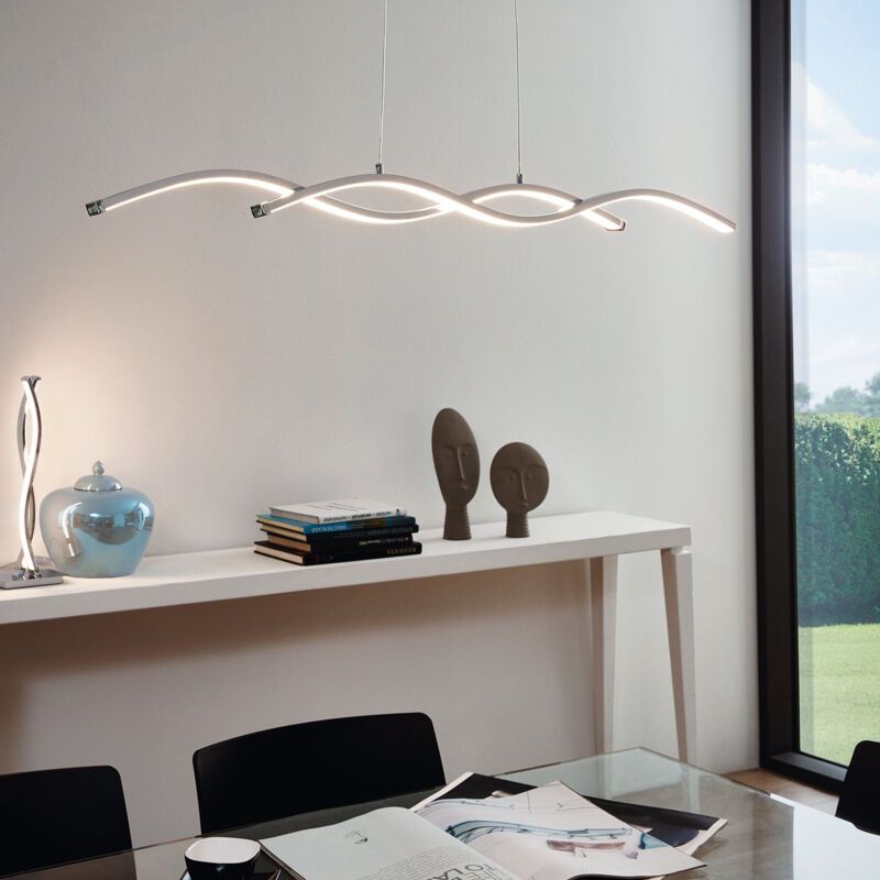 Chromen moderne hanglamp aluminium, Arantxa, 14W, 3000K LED Chromen moderne hanglamp aluminium, Arantxa, 14W, 3000K LED