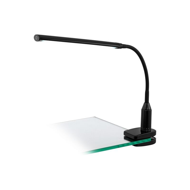 Zwarte moderne klemlamp kunststof, Brennan, 4W, 4000K LED, met schakelaar Zwarte moderne klemlamp kunststof, Brennan, 4W, 4000K LED, met schakelaar