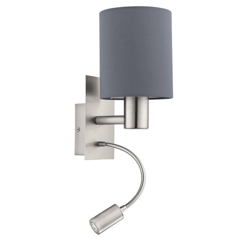 Grijze moderne wandlamp stof, Abano, met schakelaar Grijze moderne wandlamp stof, Abano, met schakelaar