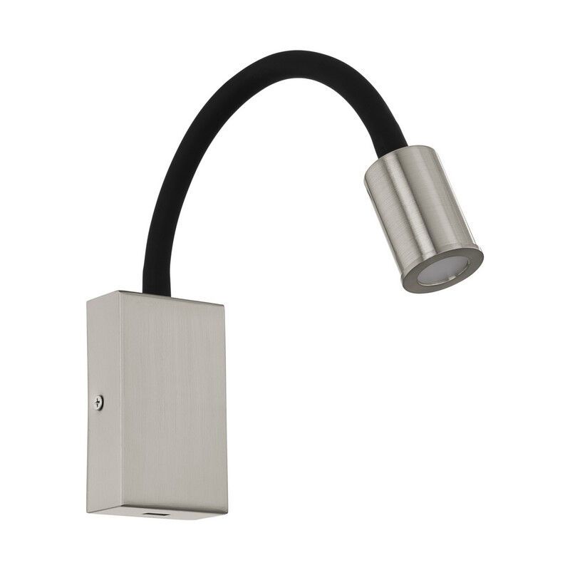Nikkelen moderne wandlamp kunststof, Cafer, 4W, 3000K LED, met schakelaar