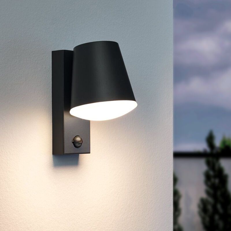 Antraciete moderne buiten wandlamp met bewegingssensor metaal, Aiden, IP44