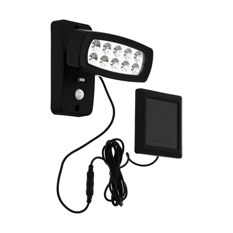 Zwarte buiten wandlamp op zonne-energie kunststof, Fuat, 2W, 3000K LED, IP44 Zwarte buiten wandlamp op zonne-energie kunststof, Fuat, 2W, 3000K LED, IP44