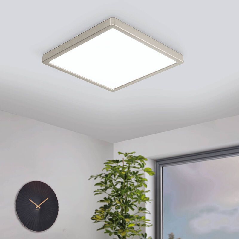 Nikkelen smart plafondlamp kunststof, Geraldo, 19,5W, warm tot koud wit verstelbare LED, IP44