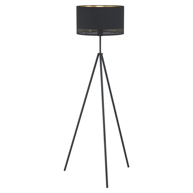 Zwarte moderne driepoot vloerlamp, Niko, staal Zwarte moderne driepoot vloerlamp, Niko, staal