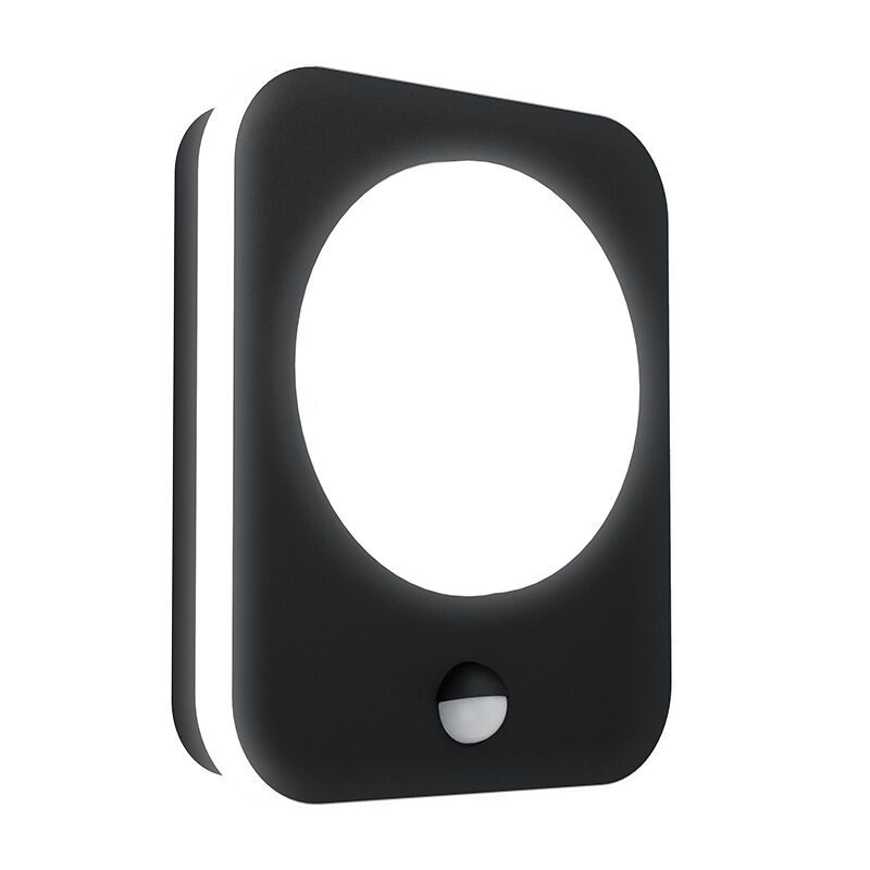 Zwarte moderne buitenlamp met bewegingssensor, Luut, aluminium, met bewegingssensor