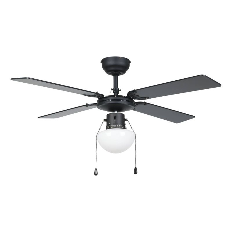 Zwarte plafondventilator staal, Otman, met trekschakelaar