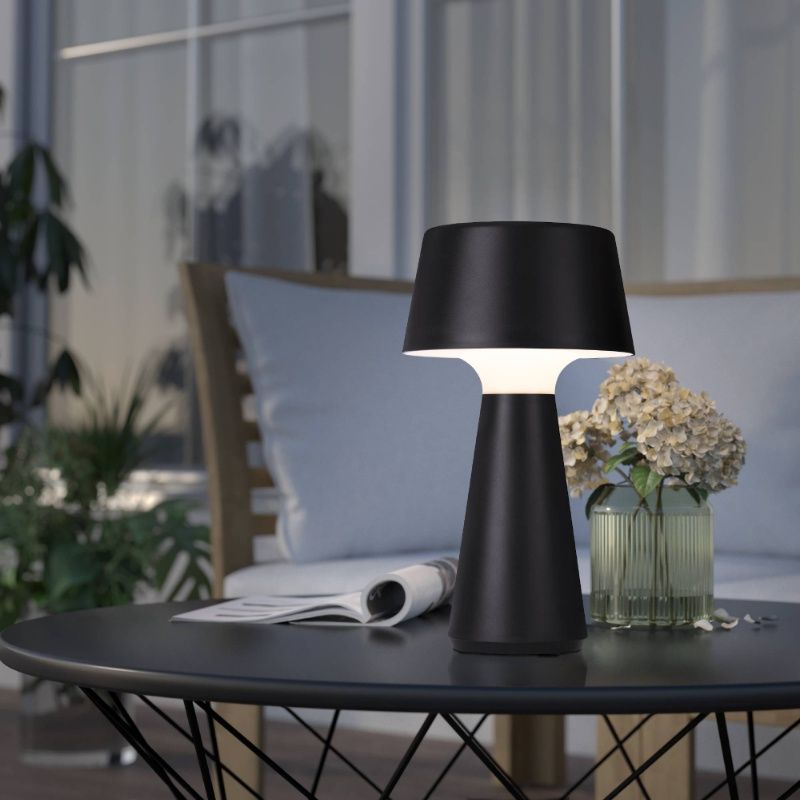 Zwarte buiten tafellamp kunststof, Peterke, 3W, verstelbare lichtkleur, IP44, met touchdimmer