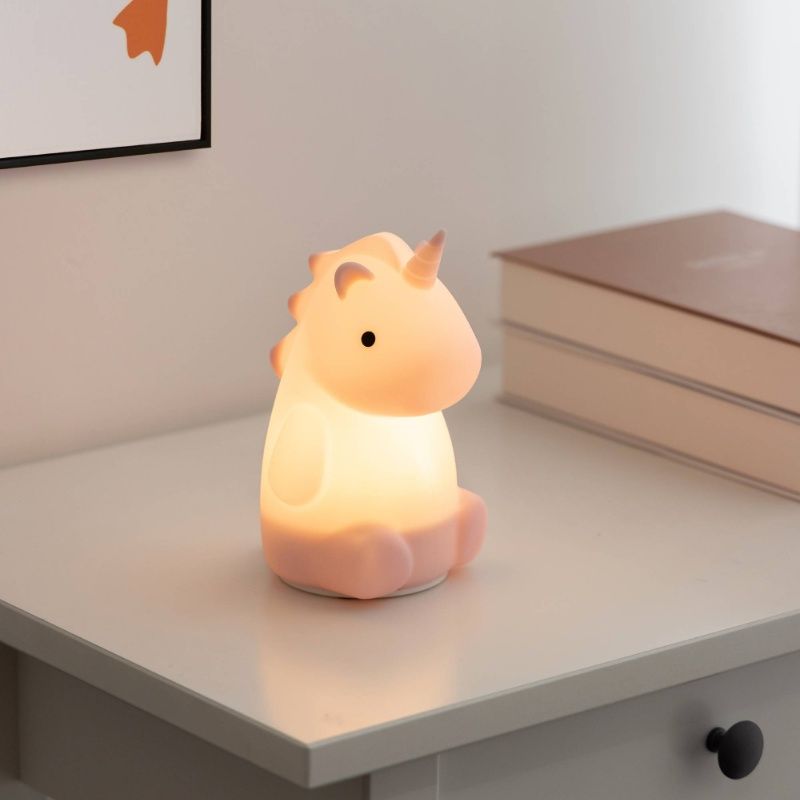 Roze kinderkamer tafellamp kunststof, Unicorn, 5W, RGBW LED