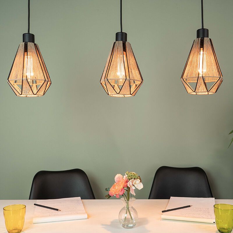 Bruine landelijke hanglamp staal, Yessica