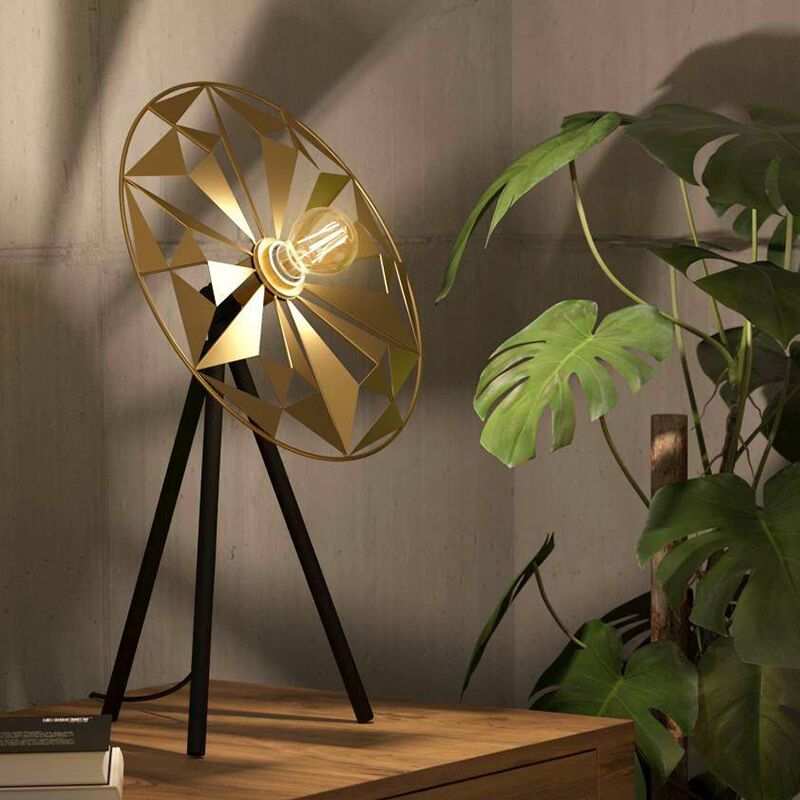 Gouden retro tafellamp aluminium, Thiemen, met schakelaar Gouden retro tafellamp aluminium, Thiemen, met schakelaar