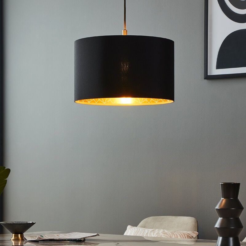Zwarte moderne hanglamp stof, Kelsey