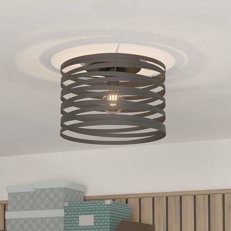 Zwarte industriële plafondlamp aluminium, Tein